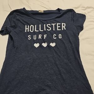 Hollister Dark Blue Tee with White Graphic